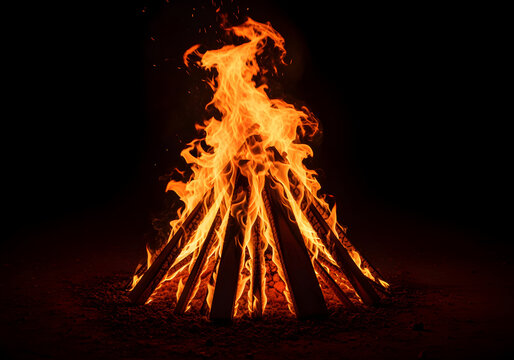 Lohri bonfire night with blazing fire representing Punjabi harvest festival celebration