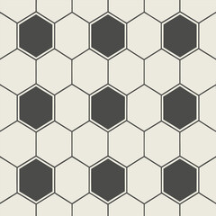 Obraz premium Seamless hexagonal pattern with alternating dark gray and light hexagons outlined by thin lines creating a classic geometric background