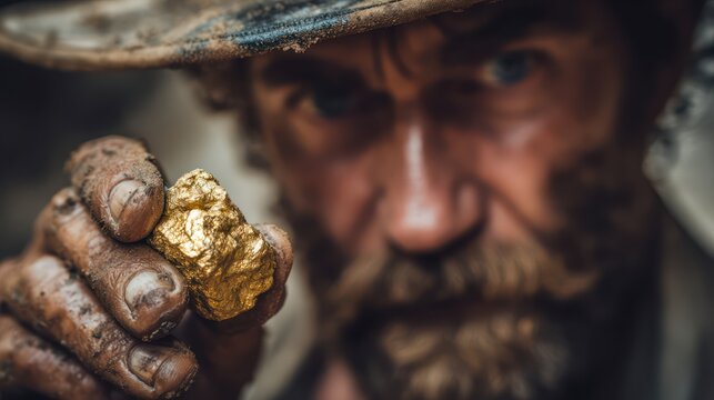 Miner holding a large raw gold nugget