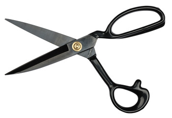 Black tailoring scissors opening for cutting fabric