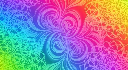 Vibrant Rainbow Gradient Abstract Swirl Mandala Background Wallpaper