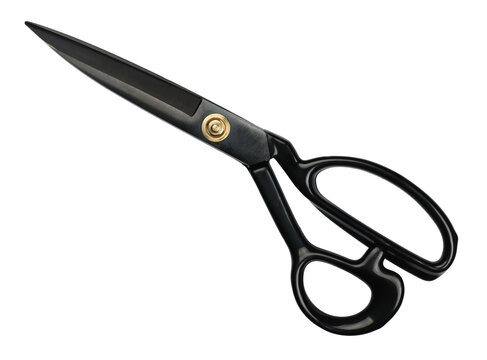 Black tailoring scissors opening for cutting fabric