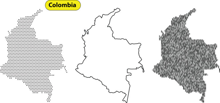 Colombia map with various shaded and patterned illustrations