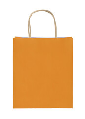 Yellow paper shopping bag isolated on white