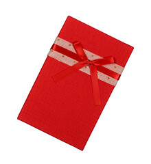 One red gift box isolated on white