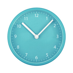 Teal blue wall clock face isolated on white