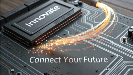 Circuit board with fiber optics transmitting data for innovation