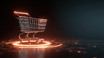 E-commerce concept with 3D shopping cart