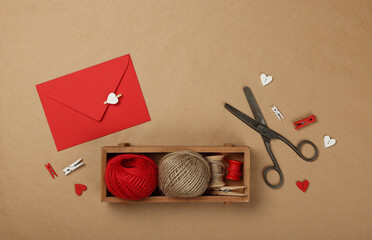 Packing Valentine gifts with red and brown