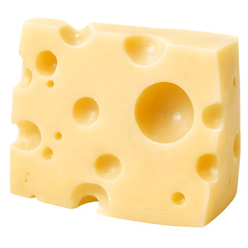 Swiss cheese slice isolated on transparent background