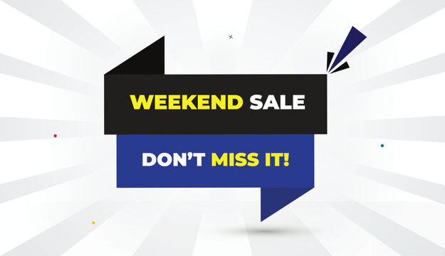 weekend sale editable eps format web banner vector art illustration template design blue black gray shapes yellow bold font white gray gradient abstract illustration sunshine business background 4k de
