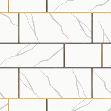 Rectangular marble tiles with subtle grey veins and light brown grout lines, brick pattern layout, modern wall cladding texture