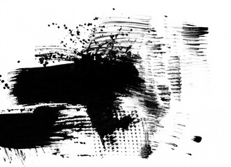Dynamic black ink strokes on white background forming an expressive abstract texture, suitable for modern art, branding, print design, overlays, and creative compositions.