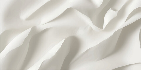 Elegant white silk and satin fabric background featuring smooth luxury waves, soft rippled drapery, and a shiny textile texture for a sophisticated fashion backdrop
