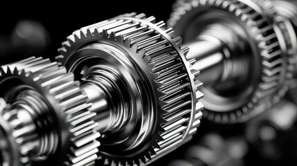 Polished steel shaft in industrial lighting, precision engineering component