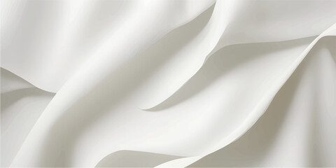 Smooth white silk and satin fabric background featuring soft wavy textures and flowing luxury curves for a wedding textile design backdrop