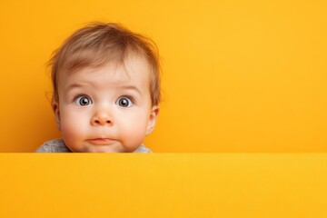 Cheerful infant making funny silly face