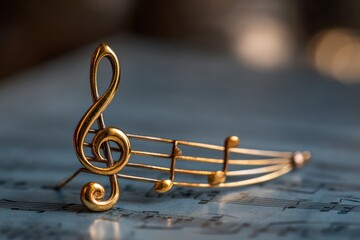 Golden rhythm note on musical staff lines