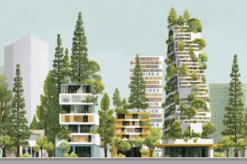 Sustainable green city with eco buildings