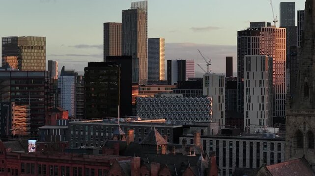 Aerial Views of Salford and Manchester in Winter