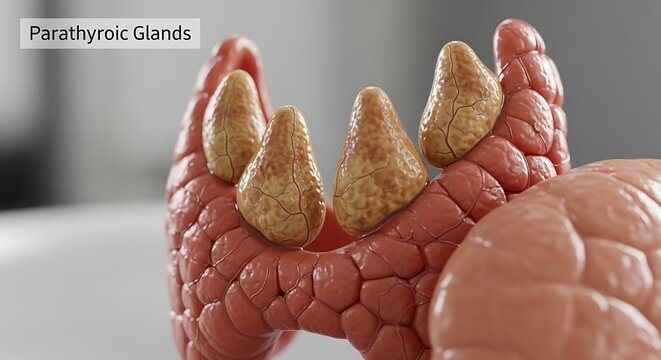 Parathyroid glands located on posterior aspect of human thyroid gland endocrine system