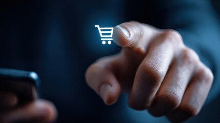 Finger pressing digital buy now button