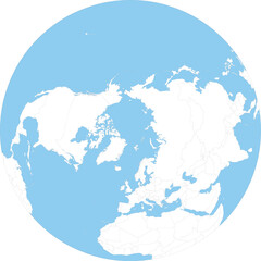 World Map North Pole, Northern Hemisphere View Azimuthal Projection Editable Vector © Griffin9678