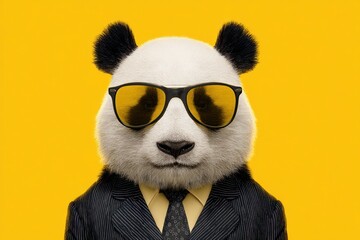 Fototapeta premium Anthropomorphic panda boss in professional suit