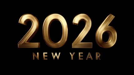 Golden 2026 New Year celebration with shiny gold numbers on black