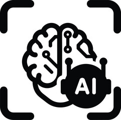 AI Brain Icon within a Focus Frame Representing Artificial Intelligence technology