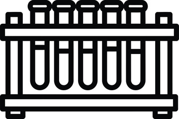 Black and white icon of a rack of test tubes science laboratory