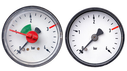 Manometer for measuring pressure in installations with and without glass.