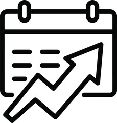 Calendar Icon with Upward Trending Arrow and Graph Lines date schedule