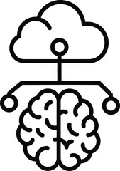 Cloud Computing and Brain Icon Representing Artificial Intelligence technology
