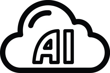 Cloud Icon with AI Text artificial intelligence technology