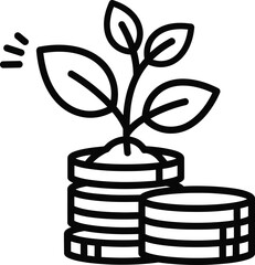 Growing Plant on Stacked Coins Icon growth seedling