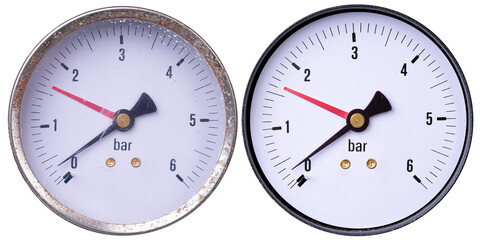 Manometer for measuring pressure in installations with and without glass.
