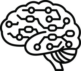 Human Brain with Circuitry Icon mind intelligence