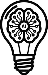 Lightbulb icon containing a brain with AI circuit connections Keywords: AI, artificial