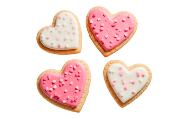 heart shaped cookies on white background