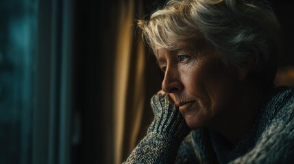 Senior woman suffering from grief and loneliness