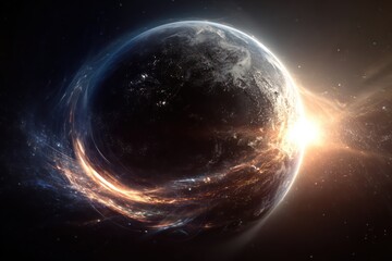 Obraz premium Globe with glowing energy waves in space