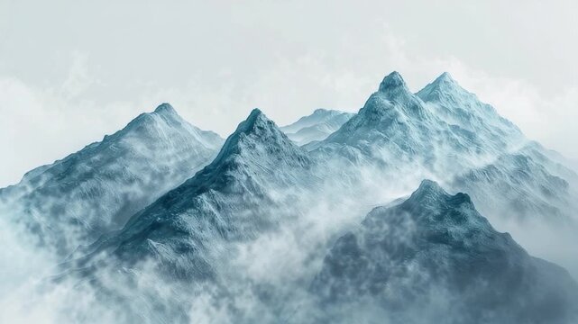 Video A scenic view of mountain peaks shrouded in misty clouds, ideal for use in landscape and nature-related projects