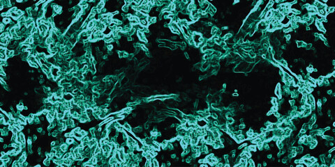 Vibrant Teal Green Abstract Organic Pattern with Glowing Edges and Dark Interspaces background texture