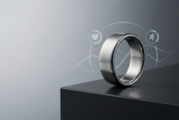 Smart ring wearable health technology concept