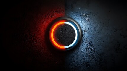 Abstract power button half glowing half dull