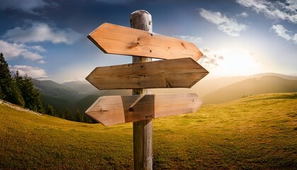 outdoor wooden signpost with directional markers