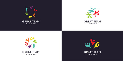 Team work logo collection with modern unique concept Premium Vector part 2