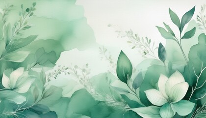 delicate watercolor botanical digital paper floral background in soft basic pastel green tones