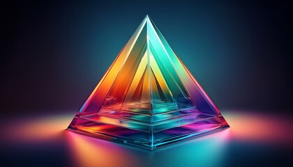 colorful glass pyramid with gradient layers in modern design
